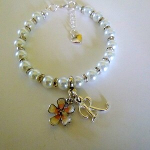Personalized Cherry Blossom Bracelet, Pearl Bracelet, Flower Girl Bracelet, Flower Bracelet, Little Girl&#39;s Bracelet, Birthday Bracelet