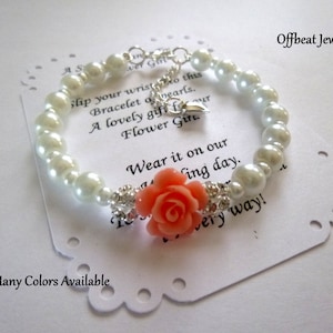 Pearl Flower Girl Bracelet, Pearl Childs Bracelet, Pearl Kids Bracelet, Pearl Childrens Bracelet, Pearl Girls Bracelet, Christmas Gift