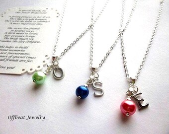 Personalized Pearl Initial Necklace: Bridesmaid, Flower Girl Gift.
