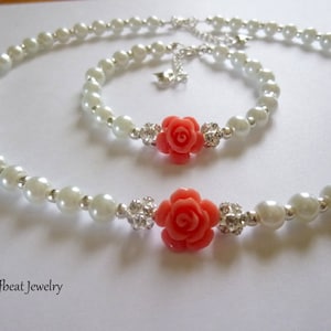 Flower Girl Gifts, Pearl Flower Girl Necklace & Bracelet Set, Pearl Flower Girl Necklace, Pearl Flower Girl Bracelet, Christmas Gift