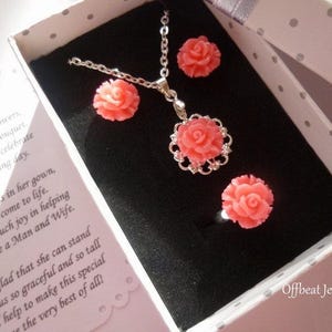 Rose Little Girl Jewelry Set: Necklace, Earrings & Ring, image 1
