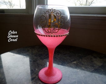Personalized Glitter Wine Glass: Color Choice's
