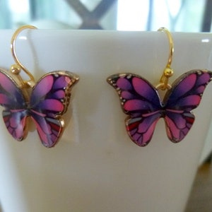 Butterfly Earrings, Purple Butterfly Earrings, Butterfly Earrings on Ear Wire, Butterfly Earrings on Hoops, Birthday Gift, E227