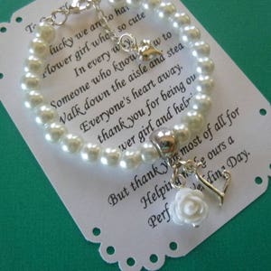 Personalized Flower Girl Gifts, Pearl Flower Girl Bracelet, Personalized Pearl Flower Girl Bracelet, Personalized Girl's Jewelry, image 1