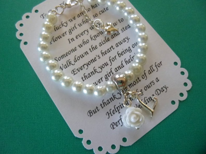 Personalized Flower Girl Gifts, Pearl Flower Girl Bracelet, Personalized Pearl Flower Girl Bracelet, Personalized Girl's Jewelry, 