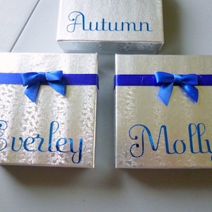 Silver Personalized Bracelet Gift Box, Silver Bracelet Box, Personalized Gift Box, Personalized Bracelet Box, Birthday Gift Box Single Ribbon w/Bow