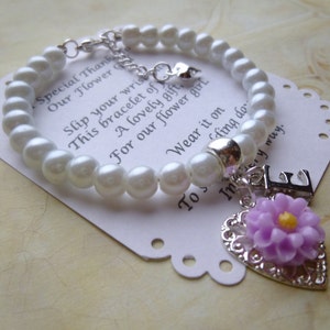 Personalized Flower Girl Bracelet, Pearl Flower Girl Bracelet, Flower Girl Jewelry, Personalized Childs Bracelet, Personalized Kids Bracelet image 3