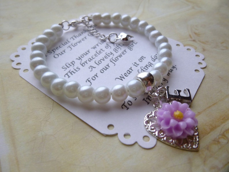 Personalized Flower Girl Bracelet, Pearl Flower Girl Bracelet, Flower Girl Jewelry, Personalized Childs Bracelet, Personalized Kids Bracelet image 3
