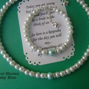 Pearl and Rhinestone Jewelry Set: Necklace & Bracelet,