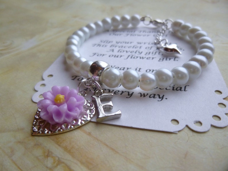 Personalized Flower Girl Bracelet, Pearl Flower Girl Bracelet, Flower Girl Jewelry, Personalized Childs Bracelet, Personalized Kids Bracelet image 2