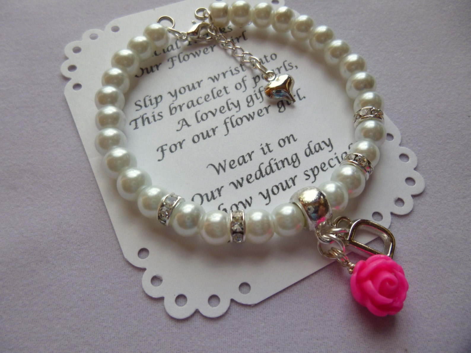 Personalized Flower Girl Bracelet Pearl Flower Girl Bracelet Etsy