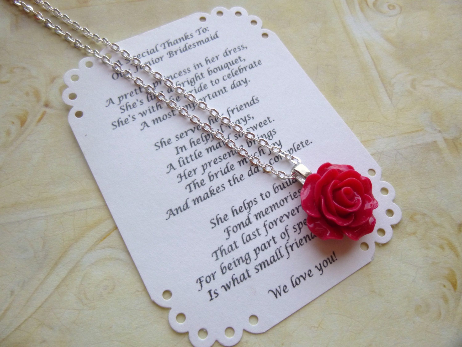 Flower Girl Necklace Rose Necklace Bridesmaid Jewelry Etsy UK