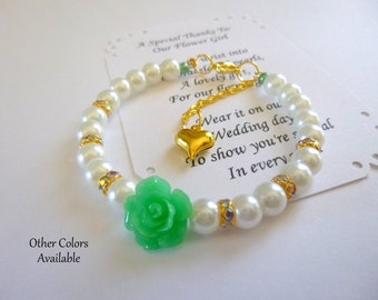Flower Girl Bracelet, Christmas Gift, Pearl Flower Girl Jewelry, Pearl Flower Girl Bracelet, Pearl Childrens Bracelet, Childs Bracelet