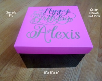 Caja de regalo personalizada de 8 "x 8 " x 6", Caja de regalo personalizada vacía, Caja de regalo de cumpleaños, Caja de regalo de Navidad, Caja de regalo de boda, Caja de todas las ocasiones