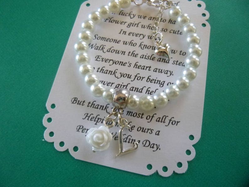 Personalized Flower Girl Gifts, Pearl Flower Girl Bracelet, Personalized Pearl Flower Girl Bracelet, Personalized Girl's Jewelry, image 6