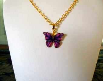 Purple Butterfly Necklace, Butterfly Necklace, Purple Necklace, Butterfly Gift, Birthday Gift, Christmas Gift, Butterfly Lovers Gift, E227