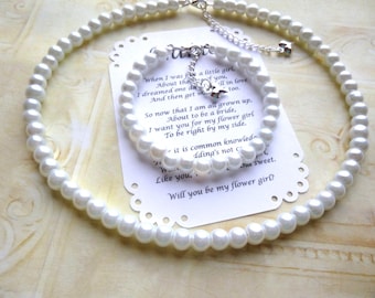 Parure de bijoux perle pour fille : collier et bracelet.