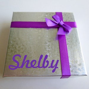 Silver Personalized Bracelet Gift Box, Silver Bracelet Box, Personalized Gift Box, Personalized Bracelet Box, Birthday Gift Box Double Ribbon w/Bow