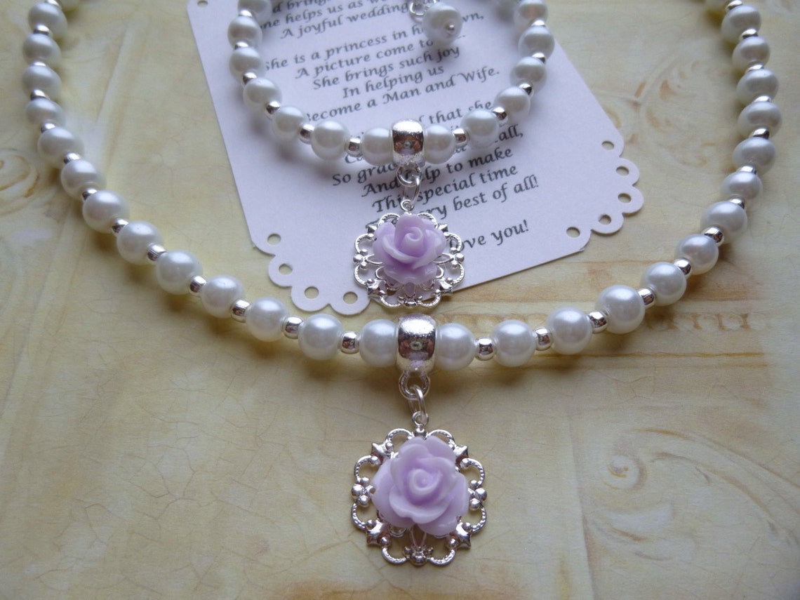 Pearl Flower Girl Necklace and Bracelet Set Pearl Flower Girl Etsy