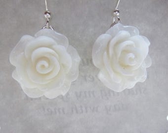 Dainty Rose Earrings: Wire Wrapped Flower Girl Jewelry.