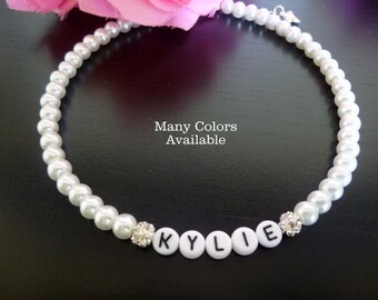 Collar de perlas personalizado: dije de bola de fuego, regalo para niña