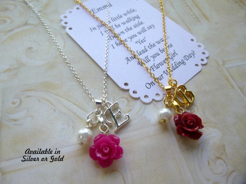 Personalized Flower Girl Gifts, Personalized Bridesmaid Necklace, Personalized Bridesmaid Jewelry image 6