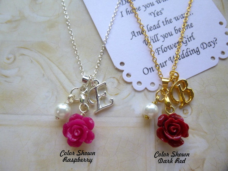 Personalized Flower Girl Gifts, Personalized Bridesmaid Necklace, Personalized Bridesmaid Jewelry image 3