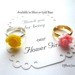 Anillo de rosa ajustable: joyería para niñas de las flores, regalo para niños,