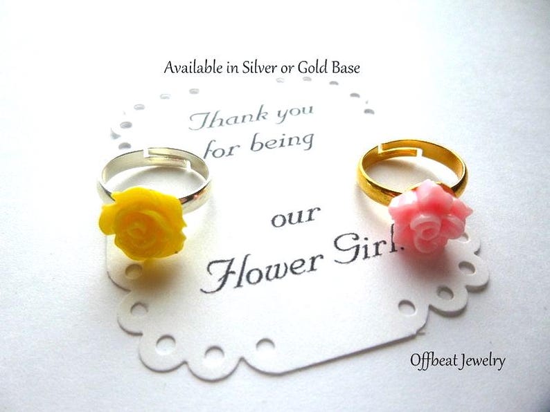 Adjustable Rose Ring: Flower Girl Jewelry, Child's Gift, image 1