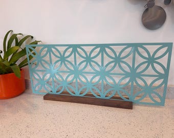Mid Century Modern Breeze block LaCasta sculpture turquoise