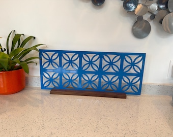 Mid Century Modern Breeze block LaCasta sculpture Blue