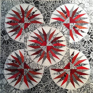 Red and Black Waterwheels Quilt Pattern
