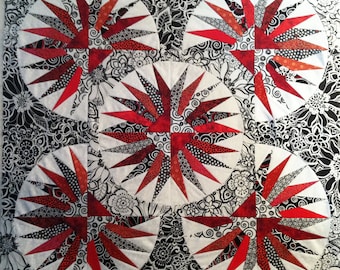 Red and Black Waterwheels Quilt Pattern