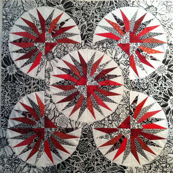 Red and Black Waterwheels Quilt Pattern