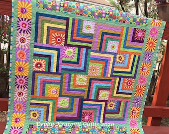 Sunburst Off Center Log Cabin Quilt PATTERN