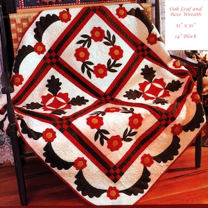 Oak Leaf and Rose Wreath Quilt Pattern
