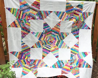 String Pieced Lone Star Quilt PATTERN