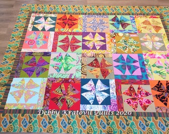 Winding Ways 20 Block Quilt TOP using Kaffe Fassett Fabrics