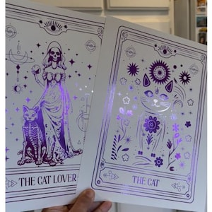 The Cat Lover and The Cat Tarot Card Set Foil Prints Custom Colors