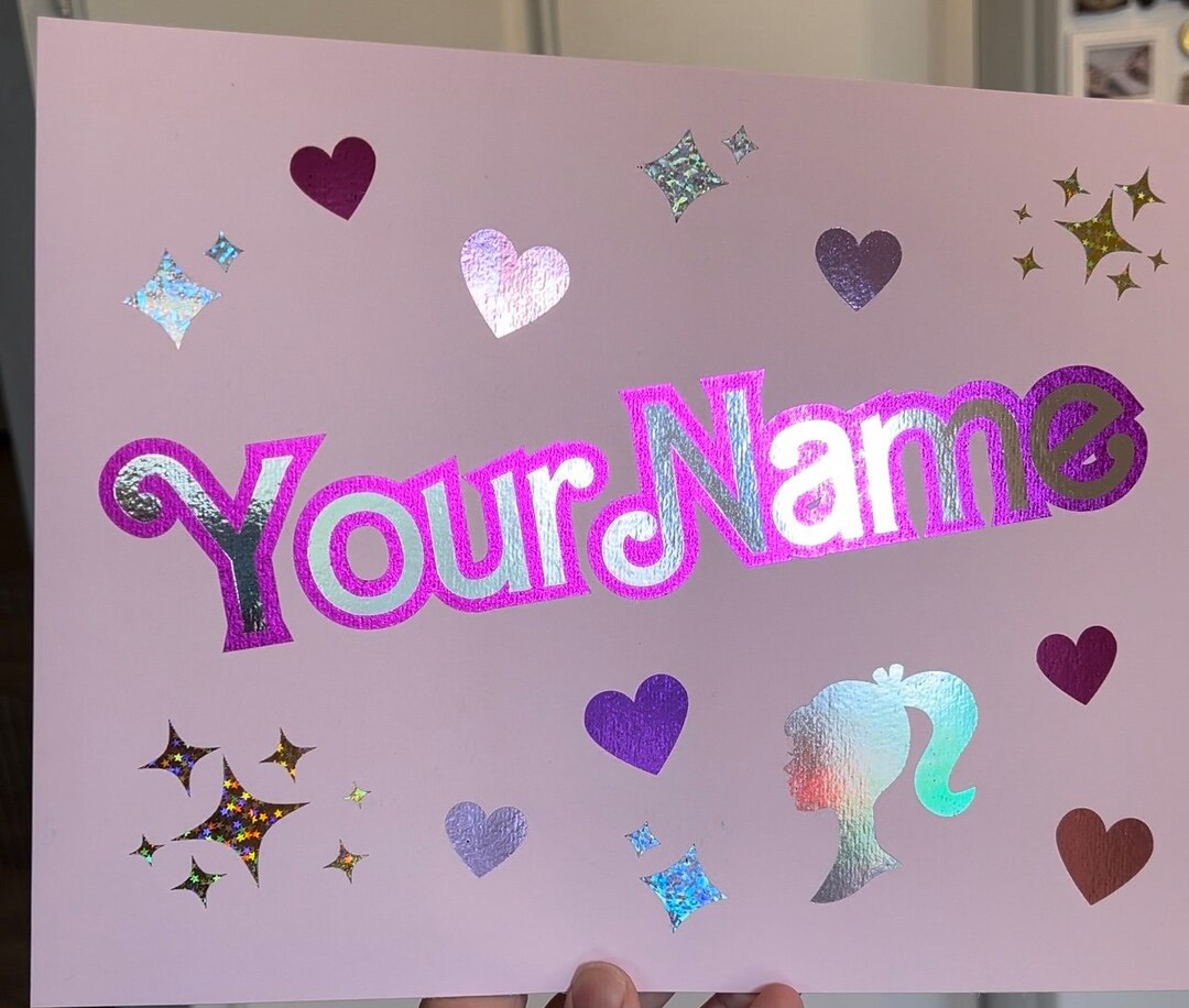 Personalized Fashion Doll Name Sign, Foil Art, Custom Name, Girl Room ...