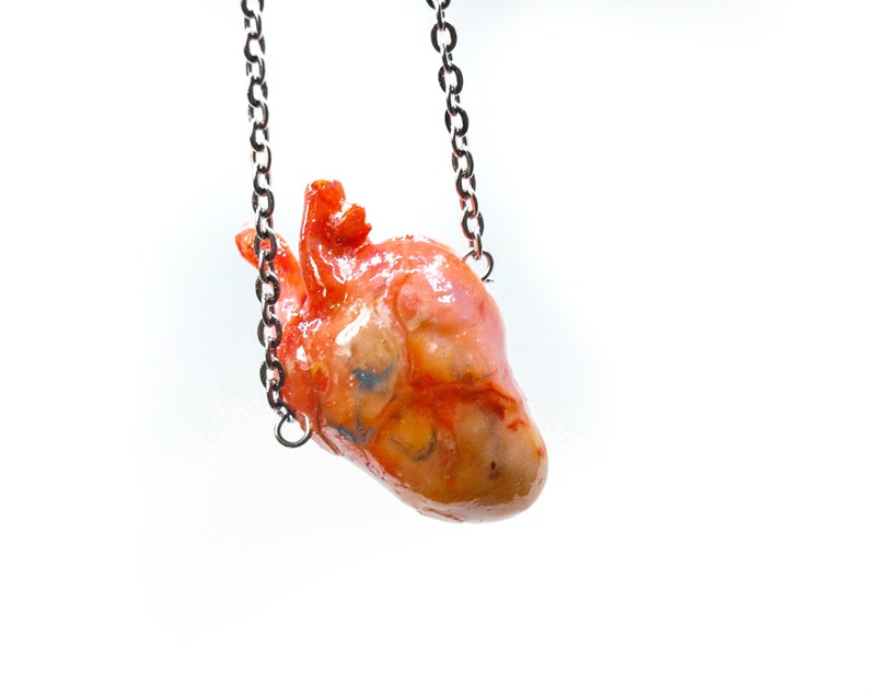 Anatomical heart necklace Realistic heart charm Halloween Etsy