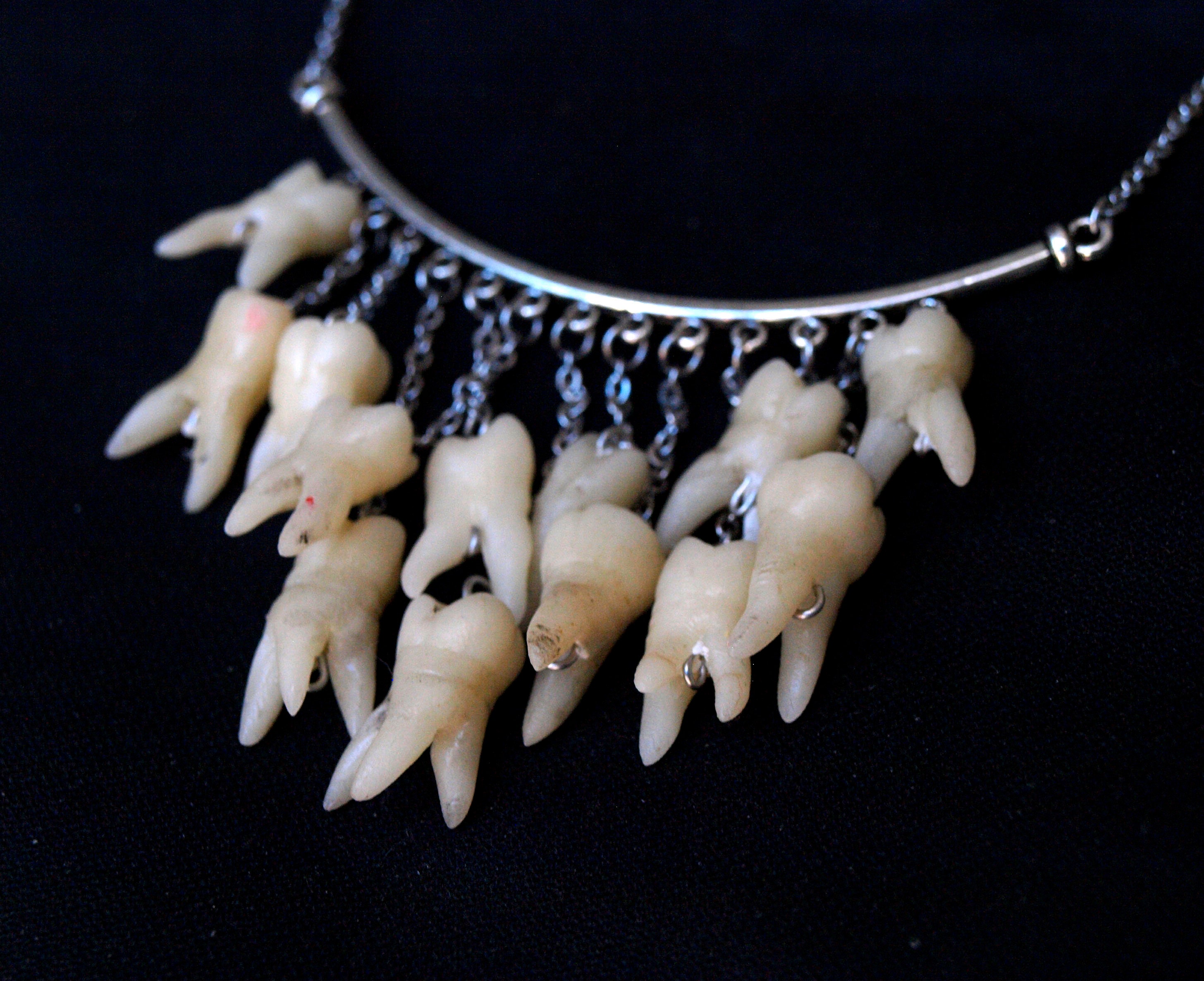 Human tooth necklace teeth jewelry macabre art dental bib Etsy