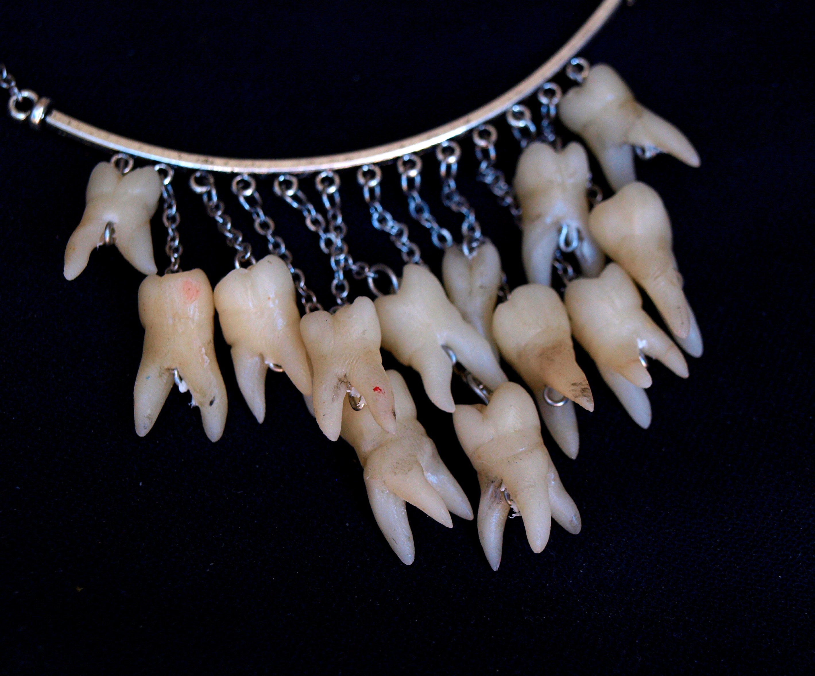 Human tooth necklace teeth jewelry macabre art dental bib Etsy