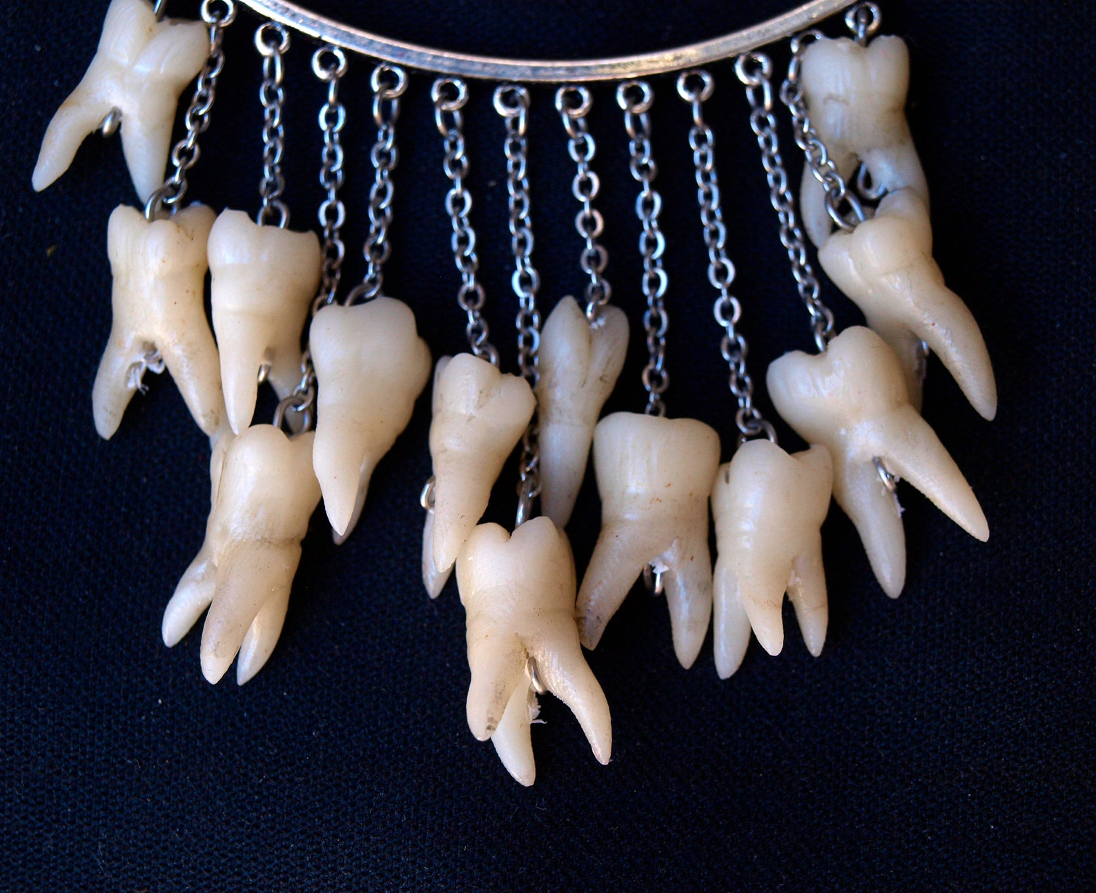 Human tooth necklace teeth jewelry macabre art dental bib Etsy
