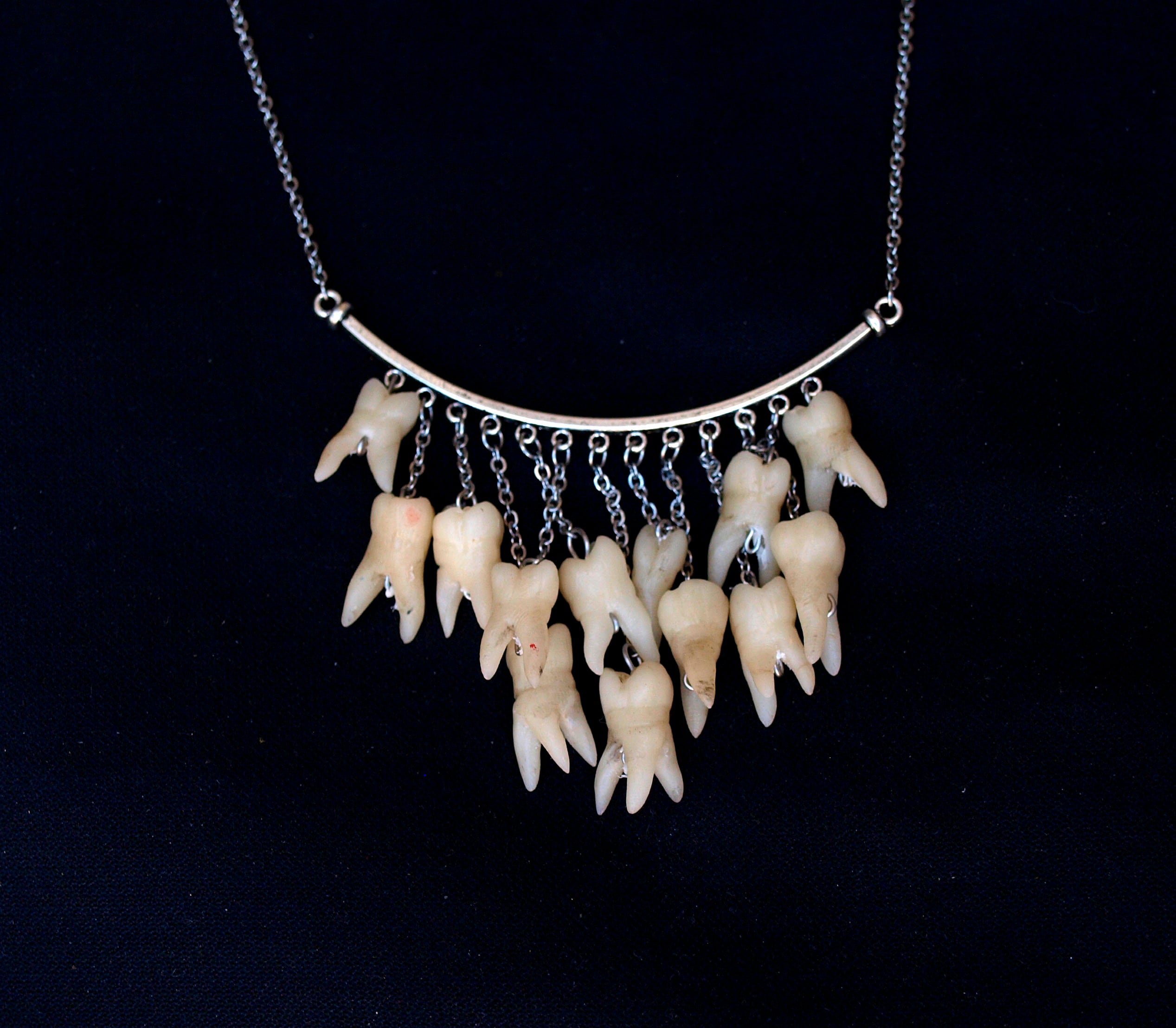 Human tooth necklace teeth jewelry macabre art dental bib Etsy