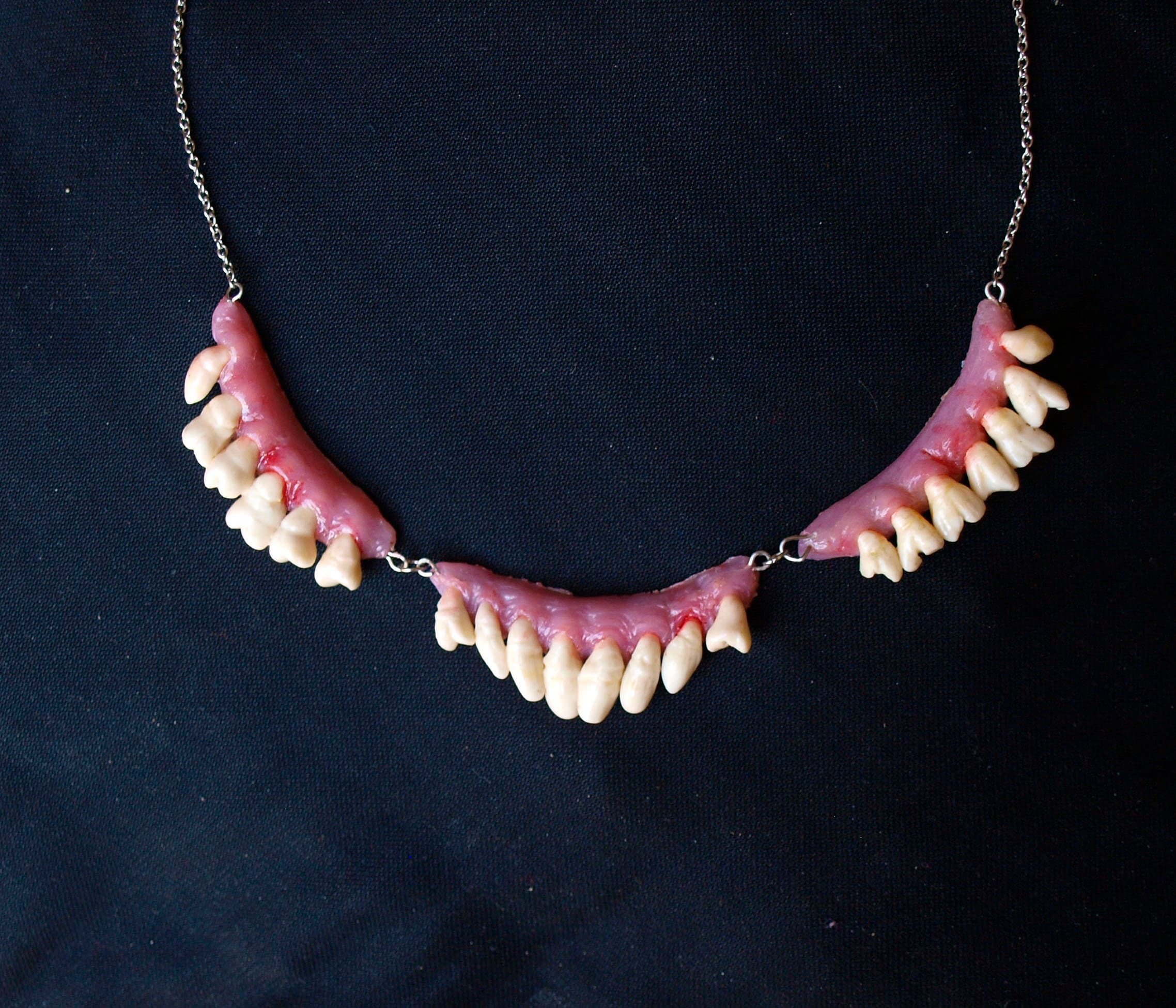 Human tooth necklace teeth jewelry macabre art dental bib Etsy