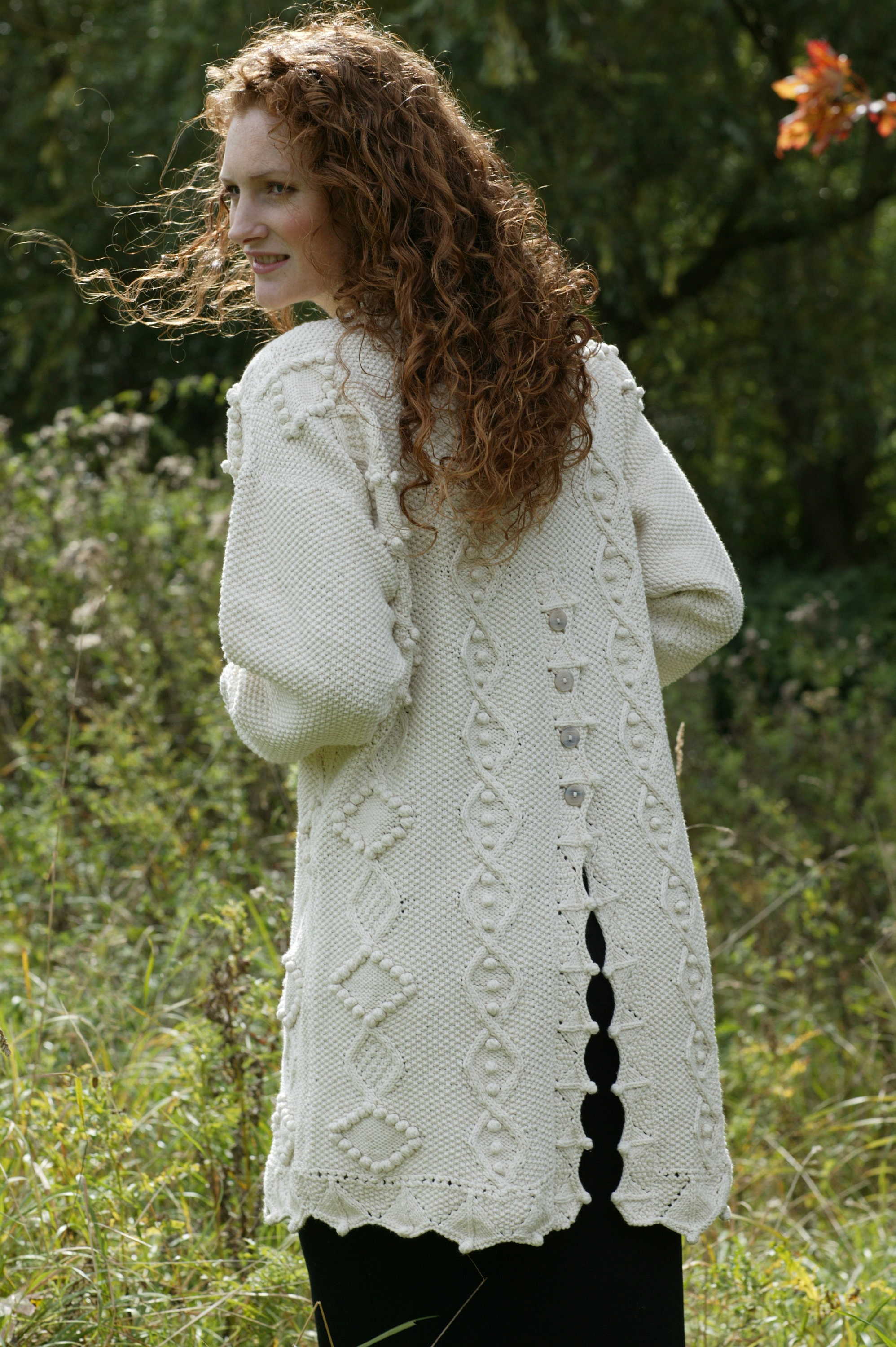 Hand Knitted Aran Celtic Style Coat 