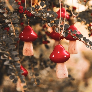 Ornament red mushroom amanita Christmas christmas wood autumn fall farmhouse cottage core wonderland fairytale hygge folk woodland