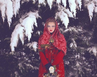 Postcard art photography "Olga's Christmas" wonderland Christmas winter slavic folk tale snow snow fairy season holiday wishes