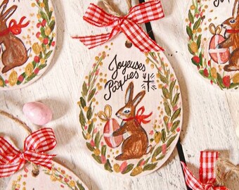 Décoration oeuf lapin Pâques Easter Ostern Ostara fairy tale wonderland shabby farmhouse printemps folk country spring campagne cottagecore